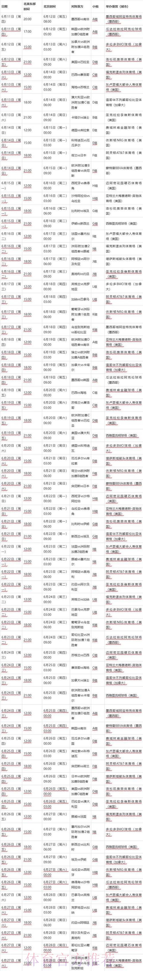 2026世界杯比赛时间中国时间比赛时间表官网入口