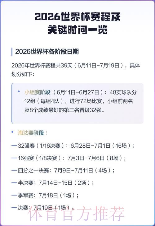 2026世界杯赛程完整版最新时间表查询入口